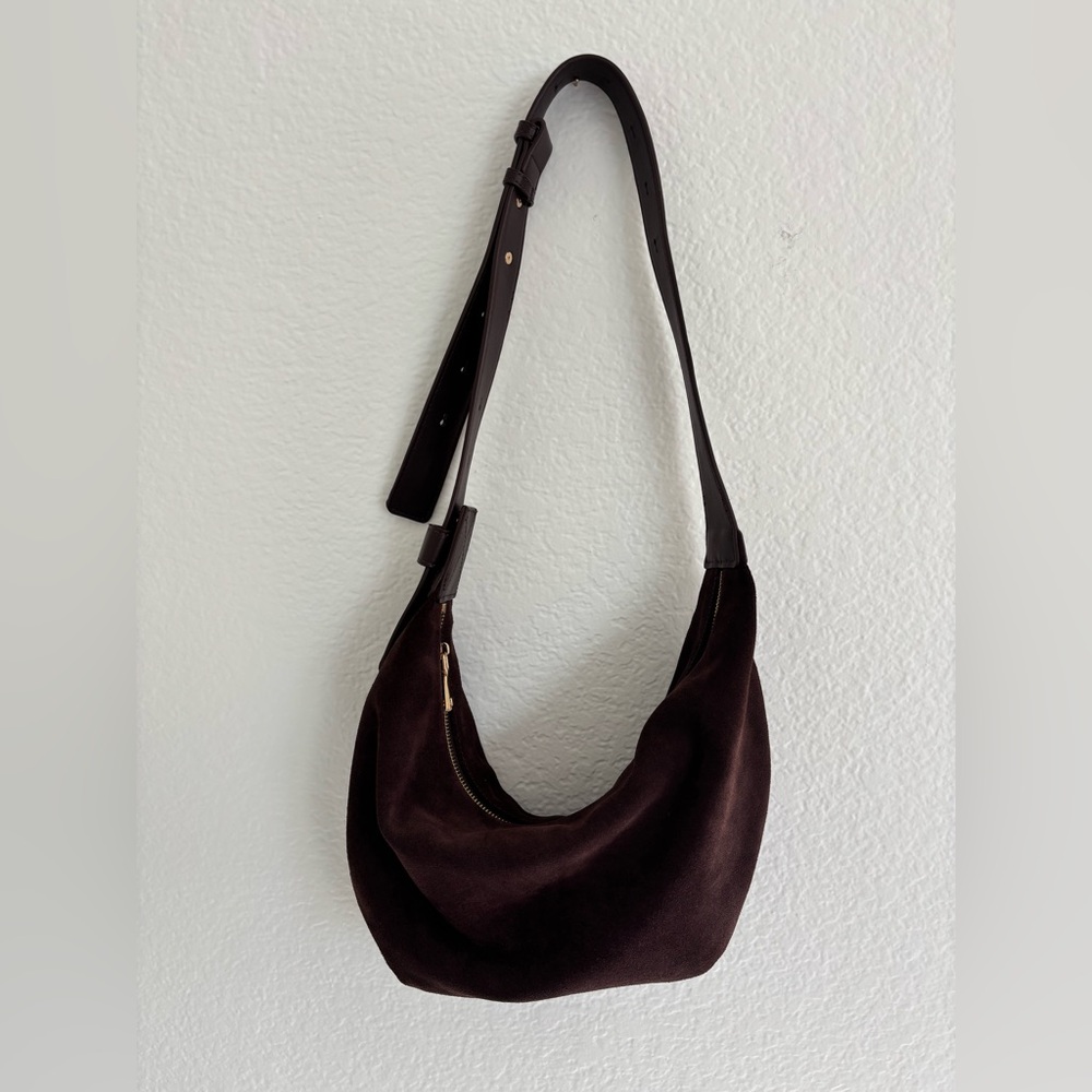 Aqua Brown Suede Hobo Shoulder Bag